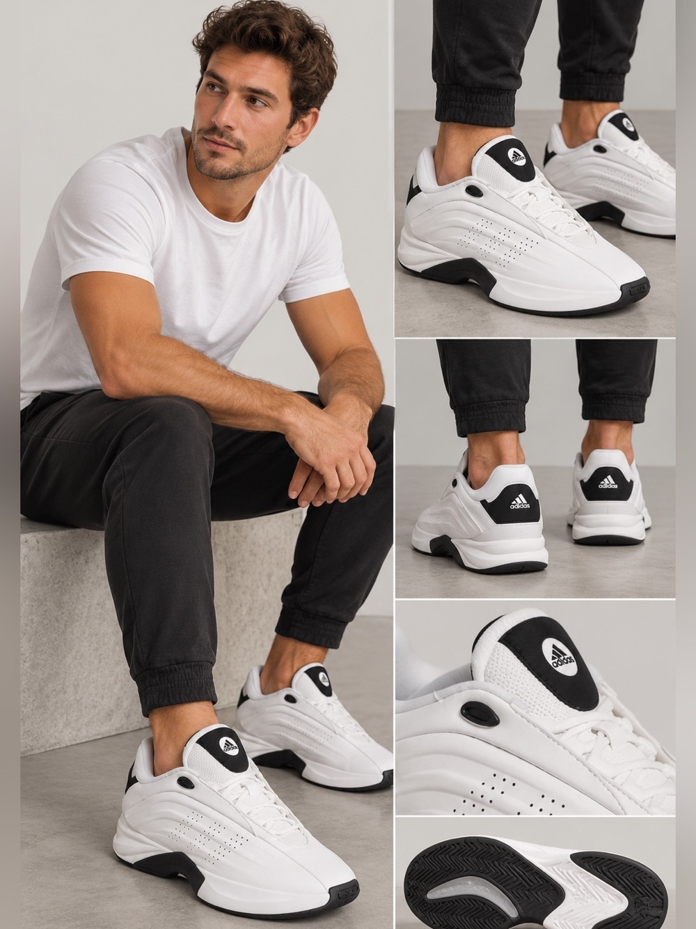 Adidas Men’s Nova IIInfinity 'White Black' Basketball Sneakers Sz 14.5